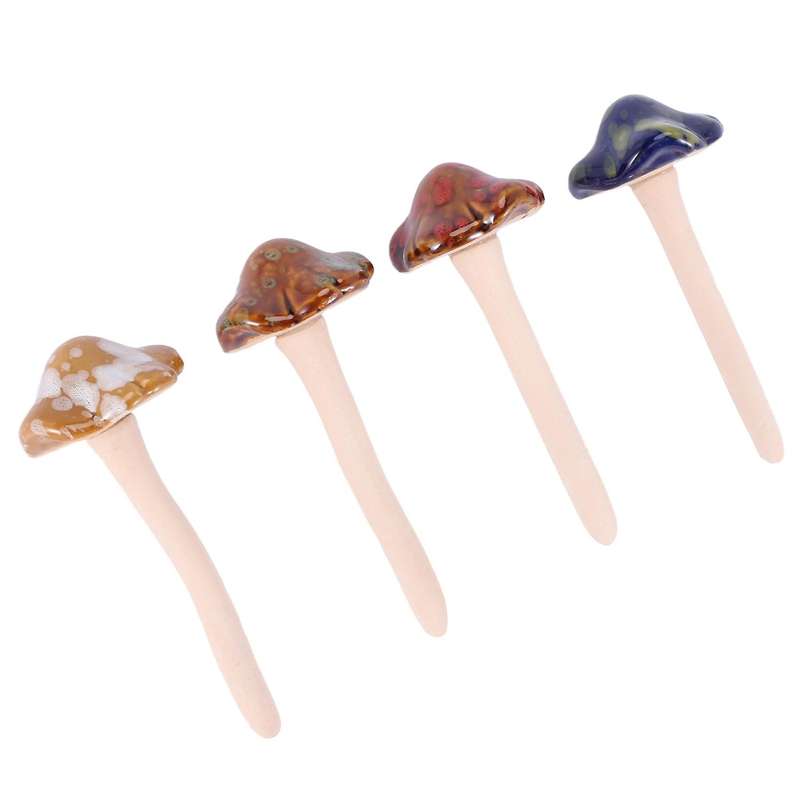 4x Ceramic for The Garden Tinkling Mushrooms Garden Ornaments Decor