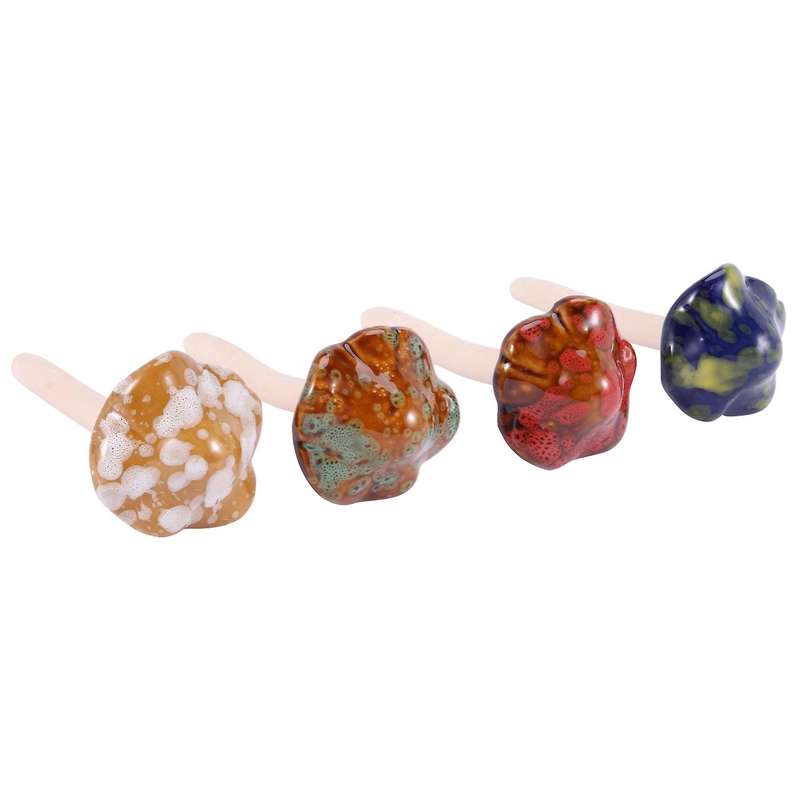 4x Ceramic for The Garden Tinkling Mushrooms Garden Ornaments Decor