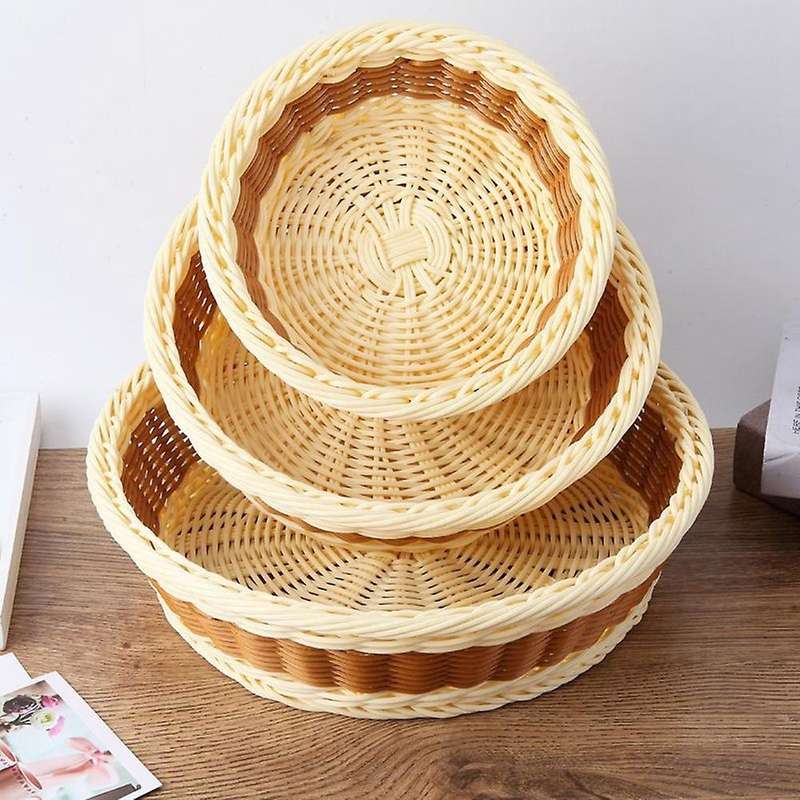 2 Pack Imitation Rattan Woven Breads Basket, for Food Serving,home(s)