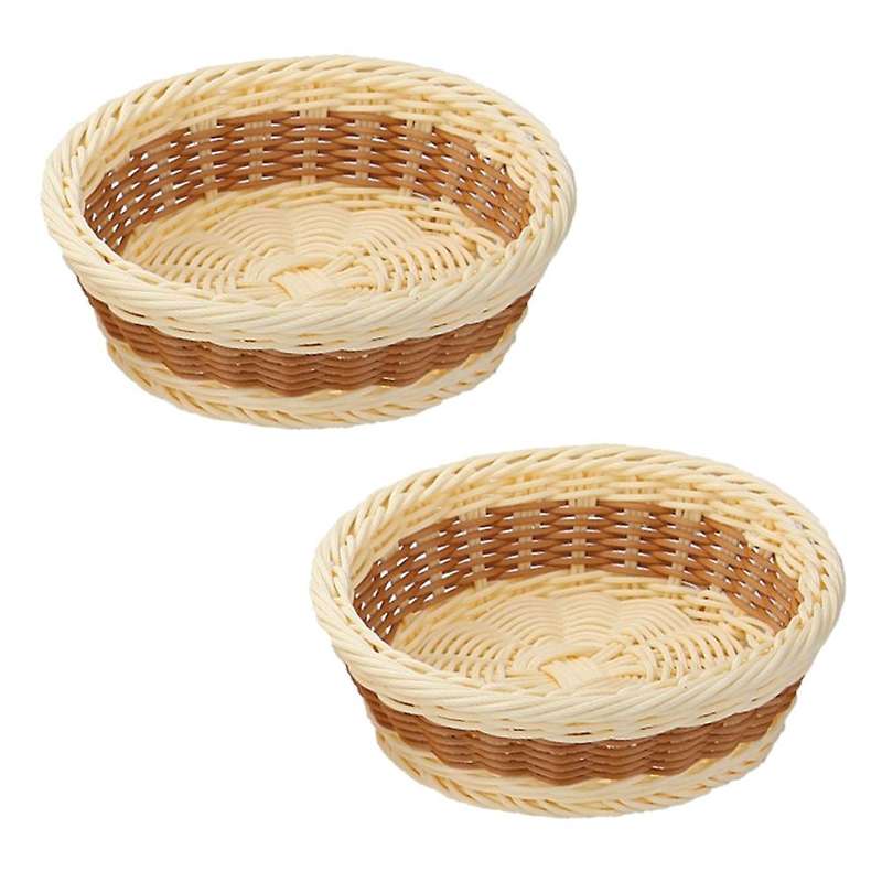 2 Pack Imitation Rattan Woven Breads Basket, for Food Serving,home(s)