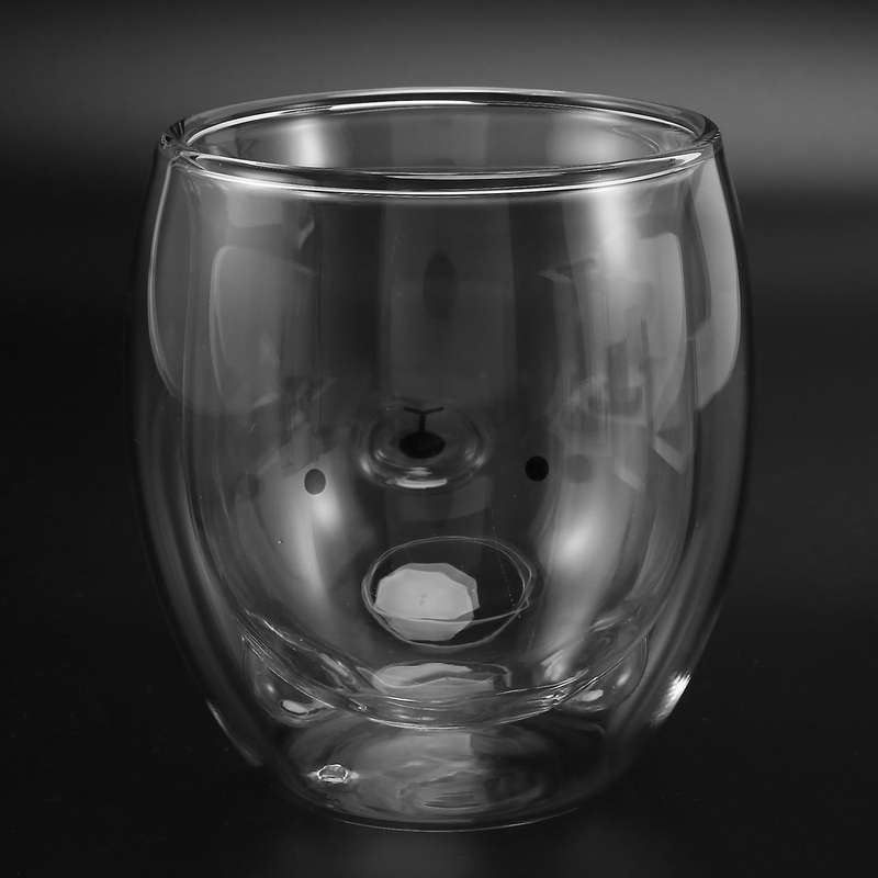 2x Double-layer Coffee Cup Glass Child Girl Bear