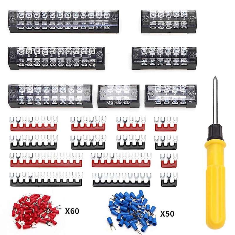132pcs Terminal Block Set,600v 15a Dual Row Terminal Strip Block