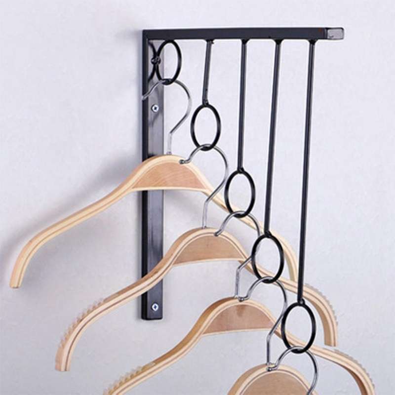 Wall Mounted Clothing Rack 2 Pack with 5 Hanging Rings,space Saver