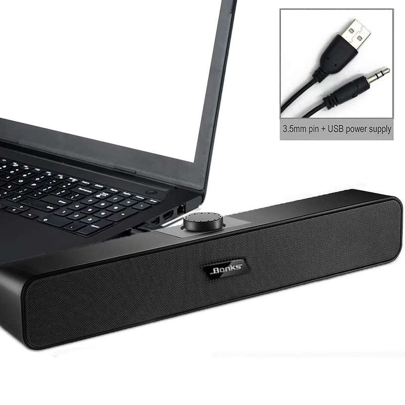Bonks Computer Speaker, Stereo 2.0 Usb Speaker with Diaphragm,black