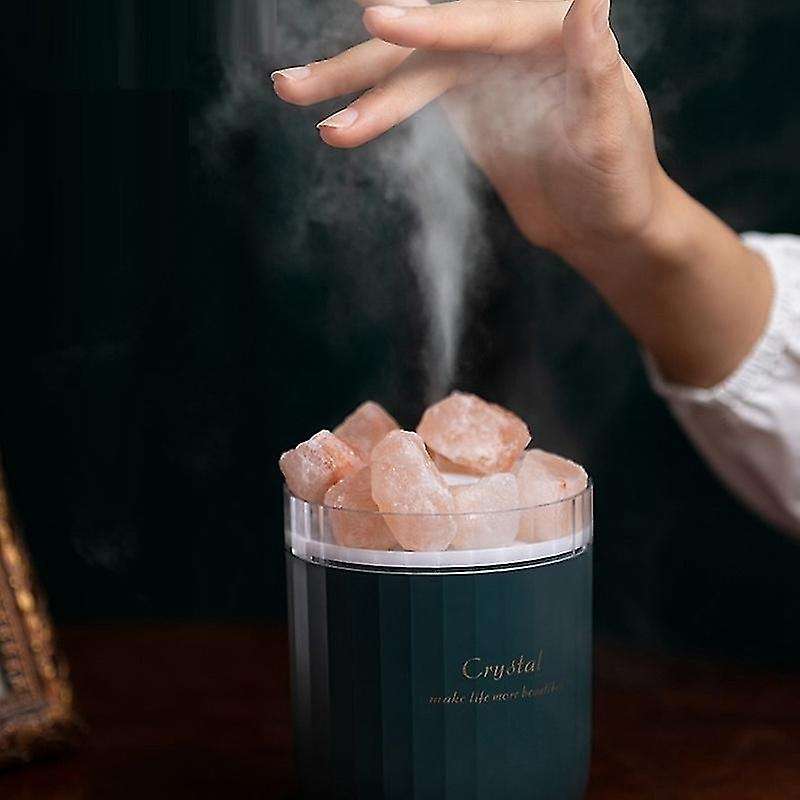 Portable Usb Air Humidifier Crystal Salt Stone Aroma Diffuser, Green
