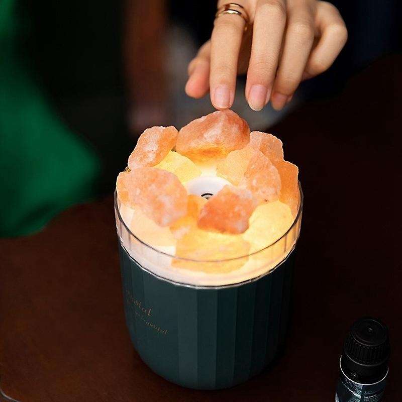 Portable Usb Air Humidifier Crystal Salt Stone Aroma Diffuser, Green