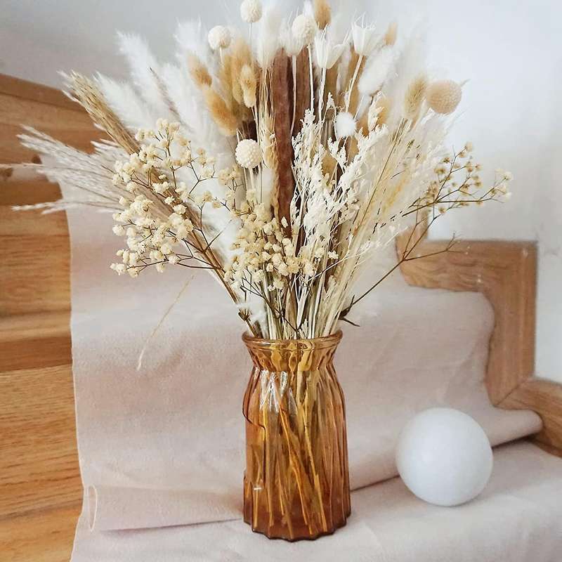 Dried Flowers Reed Grass,17 Inch Pampas Grass Branches for Home Decor