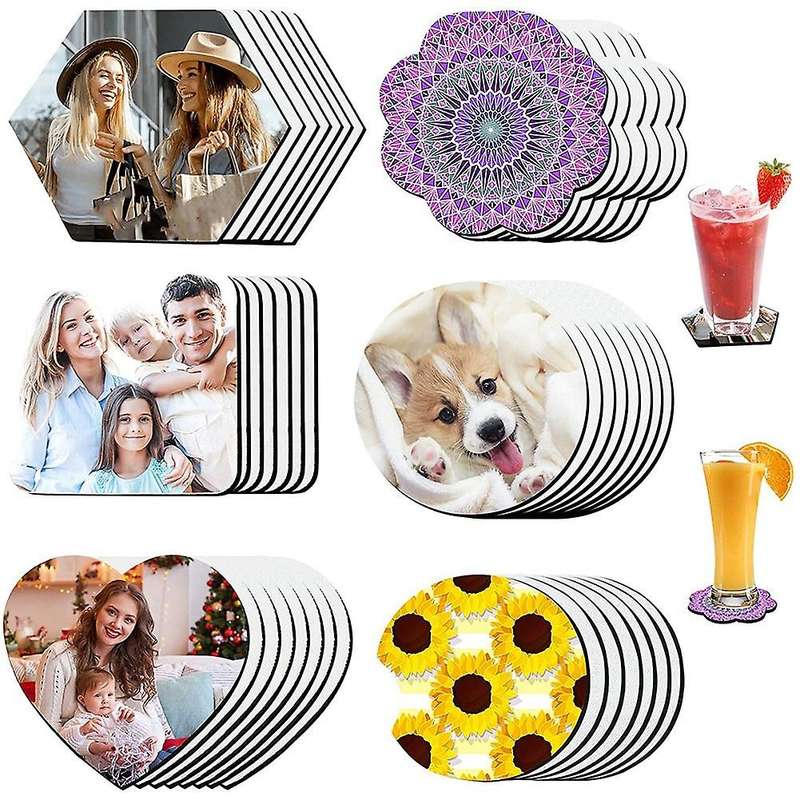42pcs Sublimation Coasters Blank Heat Transfer Cup Coaster, Diy Craft