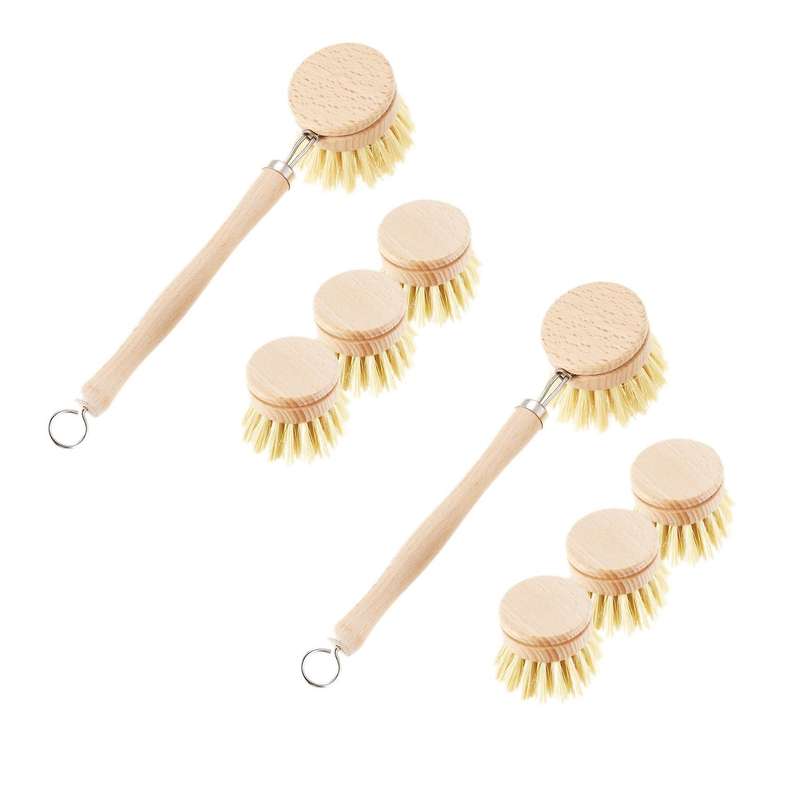 Dish Brush Wooden Kitchen Brush with Wooden Handle - Cleaning Brush
