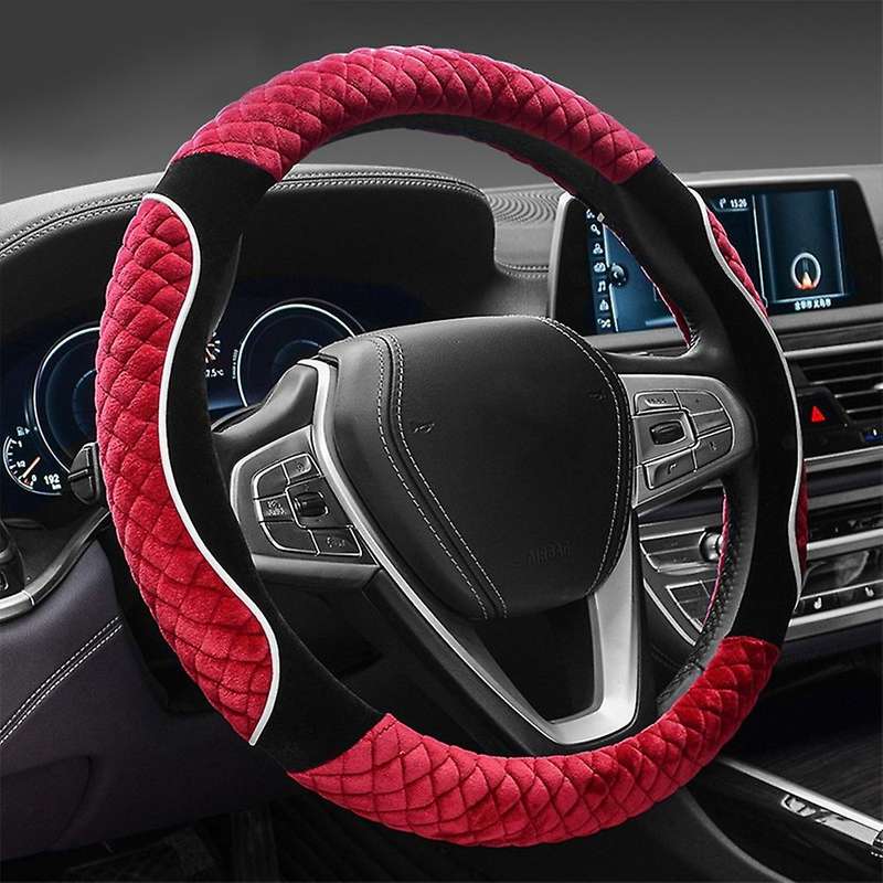 Universal 15 Inch Plush Car Steering Wheel Cover Non-slip Cover 4