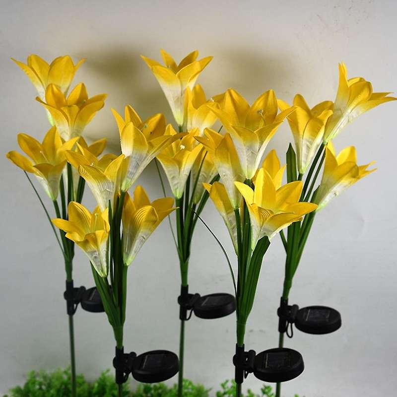 Lily Shape Night Light Beautiful Lily Flower Stake Flower Lights C