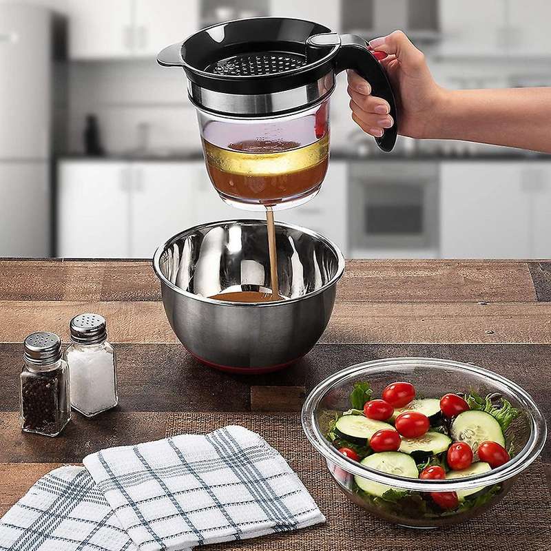 1000ml Oil Separator Measuring Cup and Strainer with Bottom Release