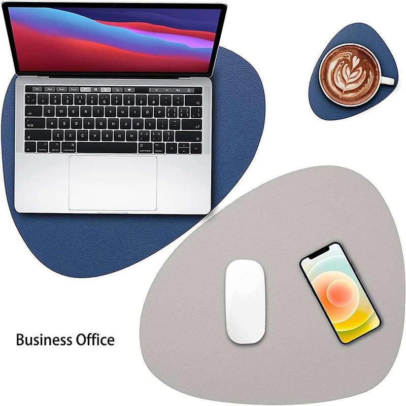 Placemats Leather and Coasters, Washable Placemats (light Gray Blue)