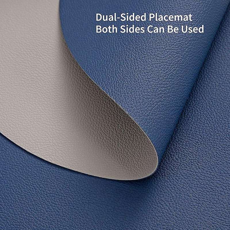 Placemats Leather and Coasters, Washable Placemats (light Gray Blue)