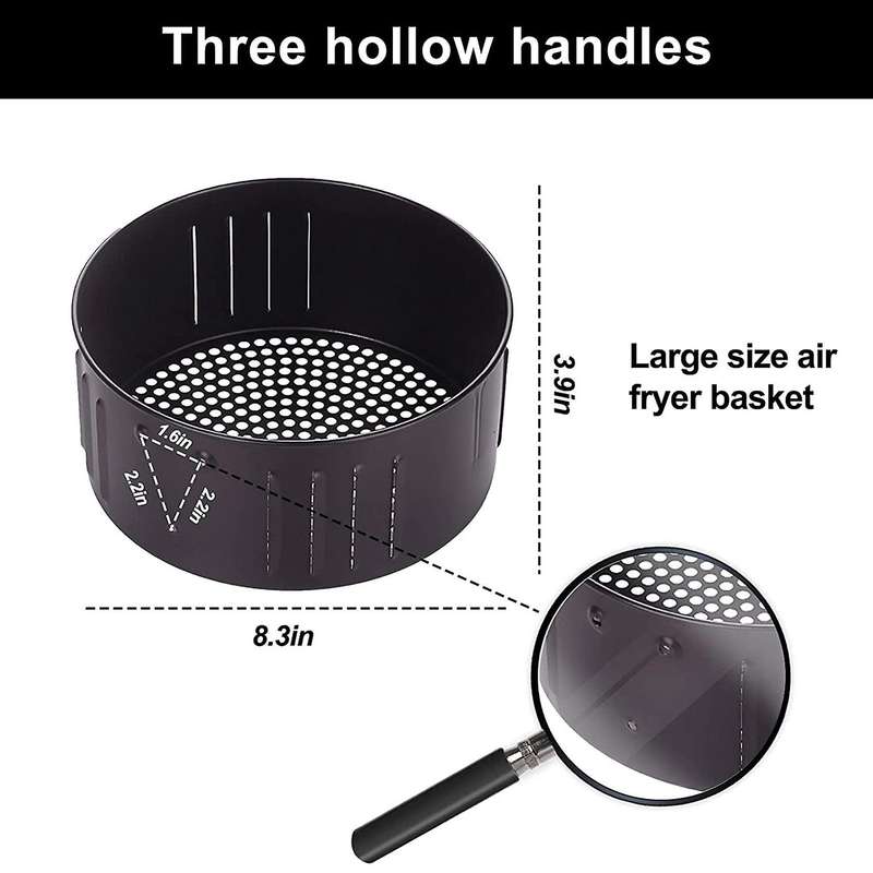 Air Fryer Basket Replacement Dishwasher Safe Accessories Black, 3.7qt
