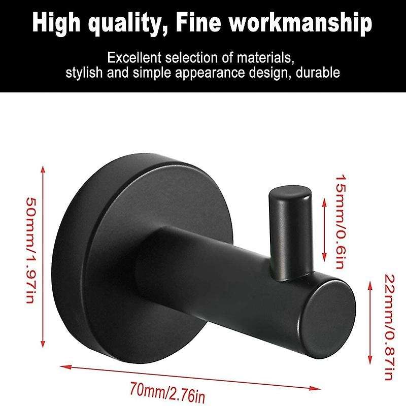 Towel Hook, Bathroom Towel Hooks, Black Coat Hooks, 2 Pieces