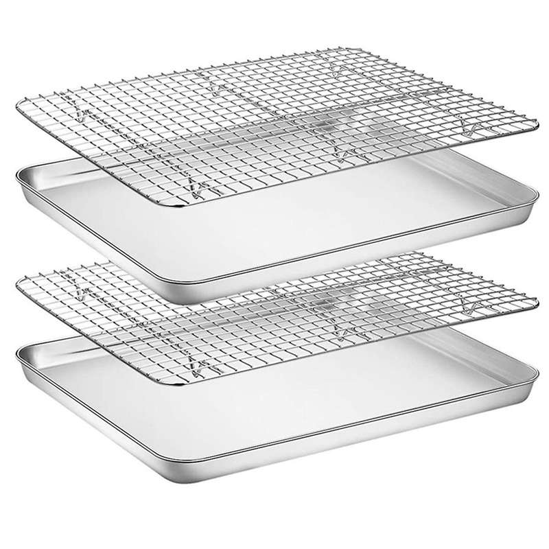 Baking Tray with Grill Set-9.2 Inch Stainless Steel Oven Tray