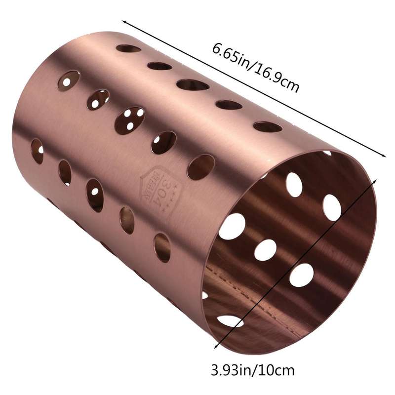 Stainless Steel Kitchen Chopsticks Tube Draining Rack Rose Gold