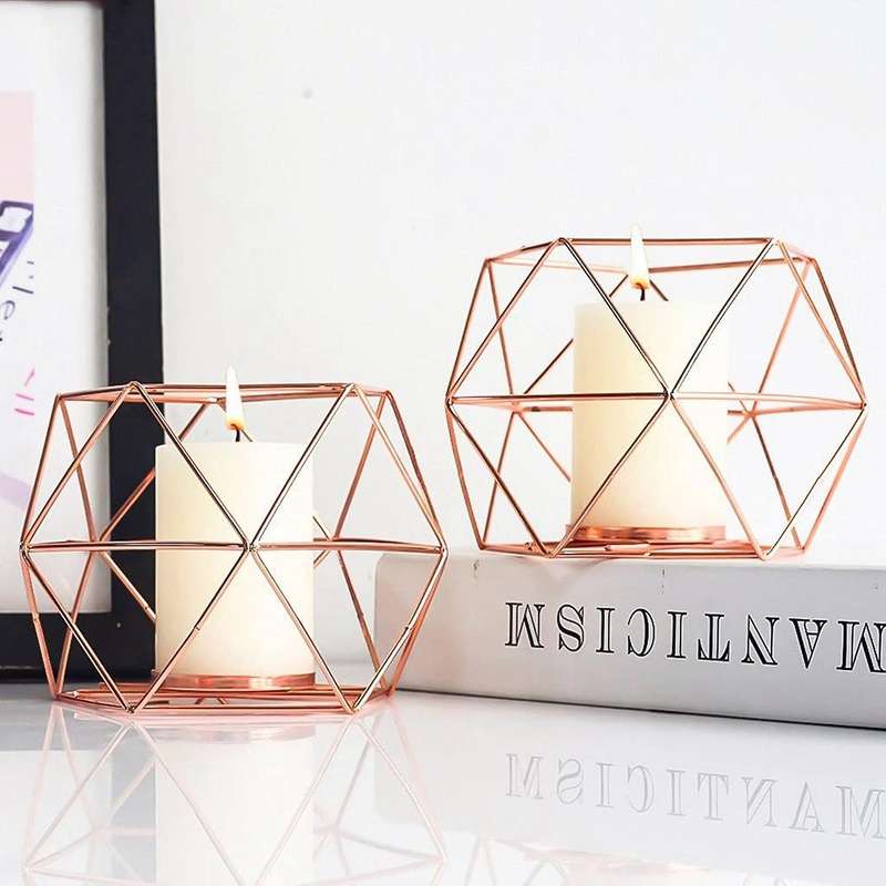 Candle Holder Set Of 2 Geometric Tea Lights Candle Holder for Home A