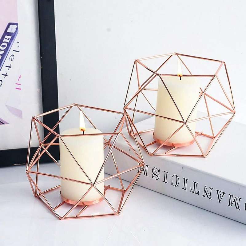 Candle Holder Set Of 2 Geometric Tea Lights Candle Holder for Home A
