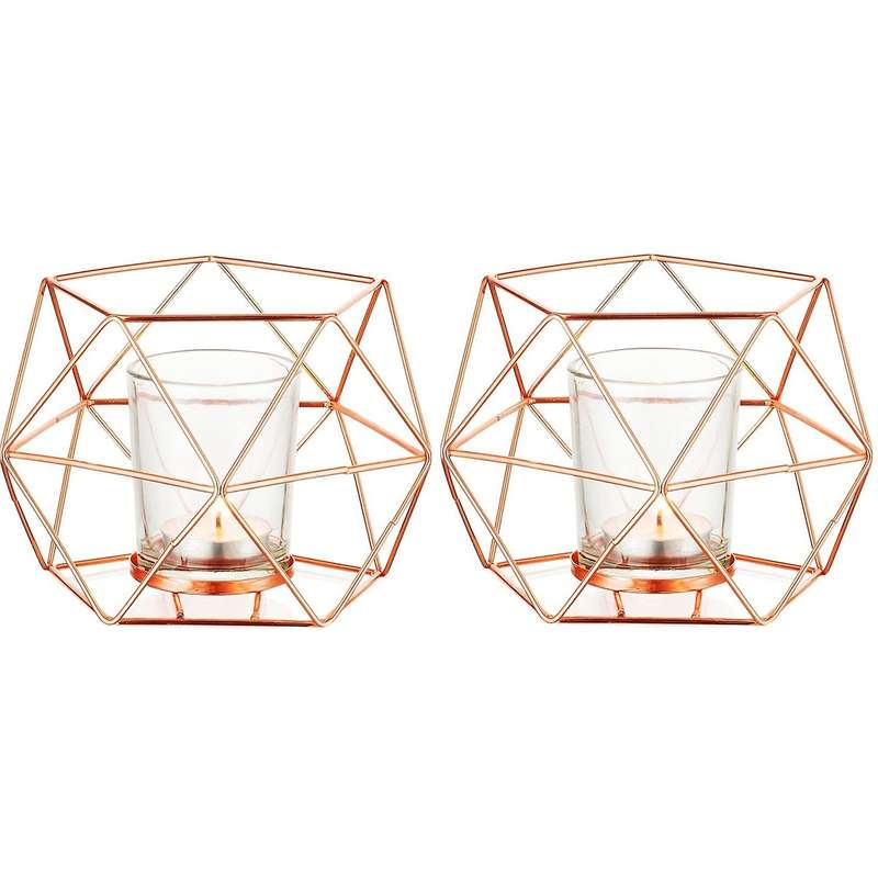 Candle Holder Set Of 2 Geometric Tea Lights Candle Holder for Home A