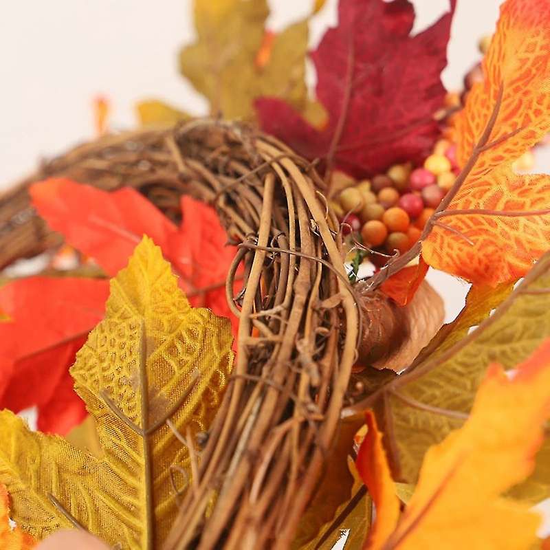 Maple Leaf Wreath with Base,real Pinecones, for Front Door Decoration