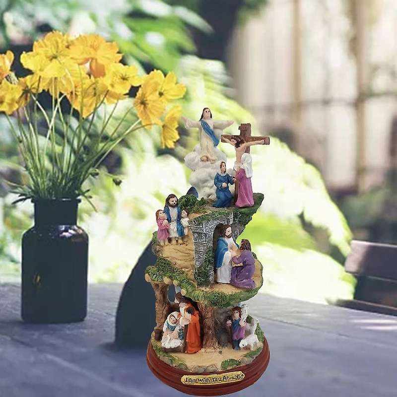 Simulation Jesus Nativity Scene Cross Decorations Christ Sculpture