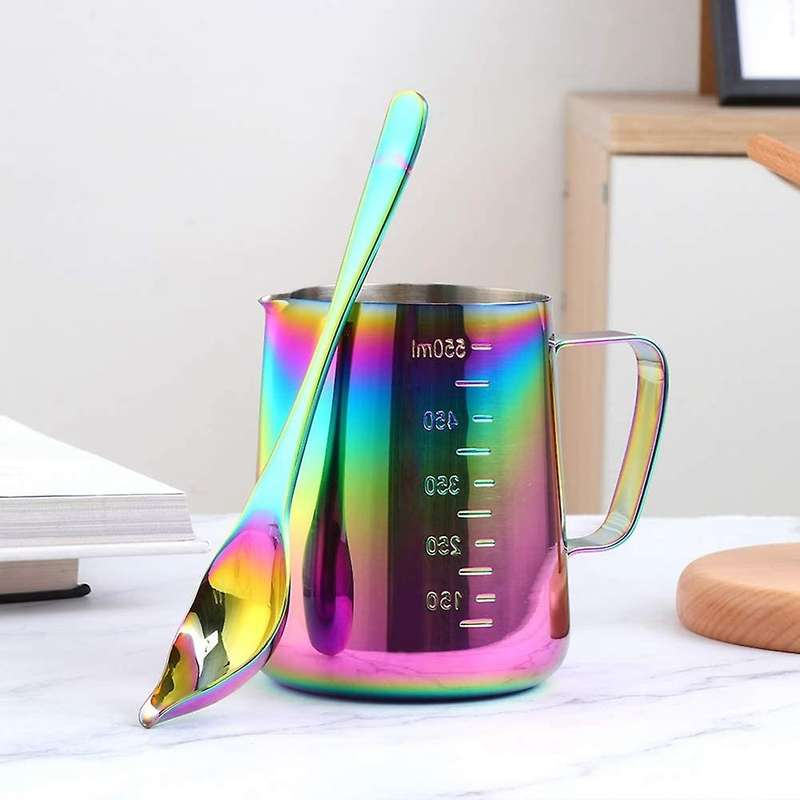 Stainless Steel Coffee Milk Frothing Cup Pitcher Jug with Scale 550ml