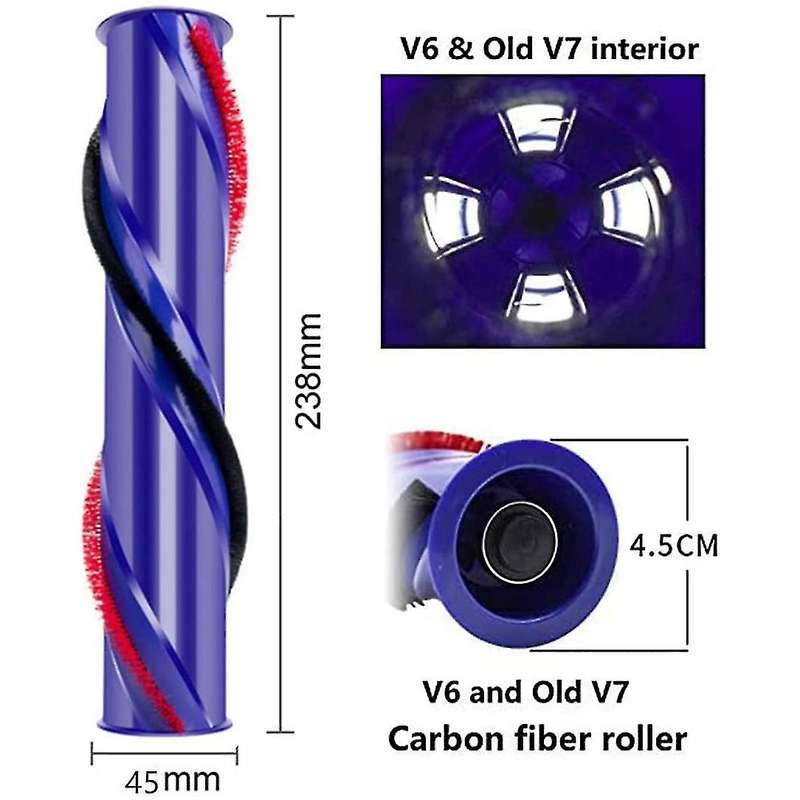 Brush Roller for Dyson V7 Vacuum Cleaner, Compared to Part 966821-01