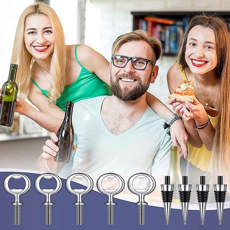 10pcs Wine Stopper and 5pcs Bottle Opener Bottle Opener Inserts Set