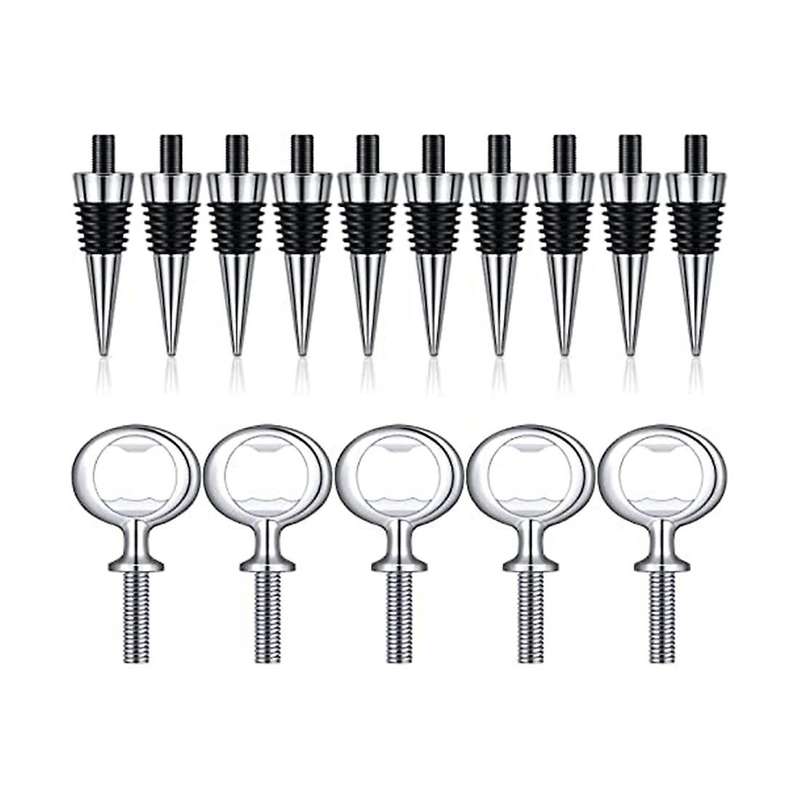 10pcs Wine Stopper and 5pcs Bottle Opener Bottle Opener Inserts Set