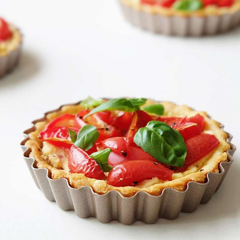 Tart Pan,4 Inch Mini Quiche Pan Bottom Tin Carbon Steel Gold(4 Packs)