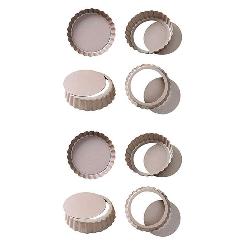 Tart Pan,4 Inch Mini Quiche Pan Bottom Tin Carbon Steel Gold(4 Packs)