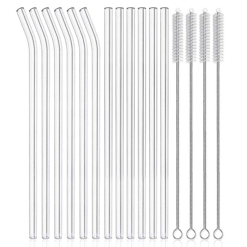 Glass Straws Clear Glass Drinking Straw for Smoothies Milkshakes Tea