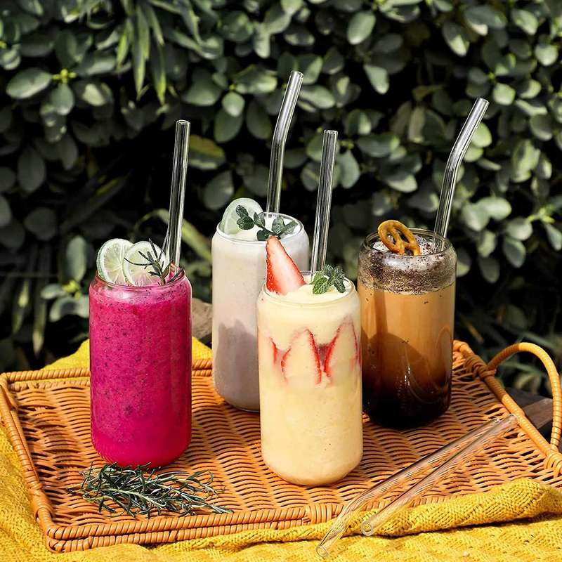 Glass Straws Clear Glass Drinking Straw for Smoothies Milkshakes Tea