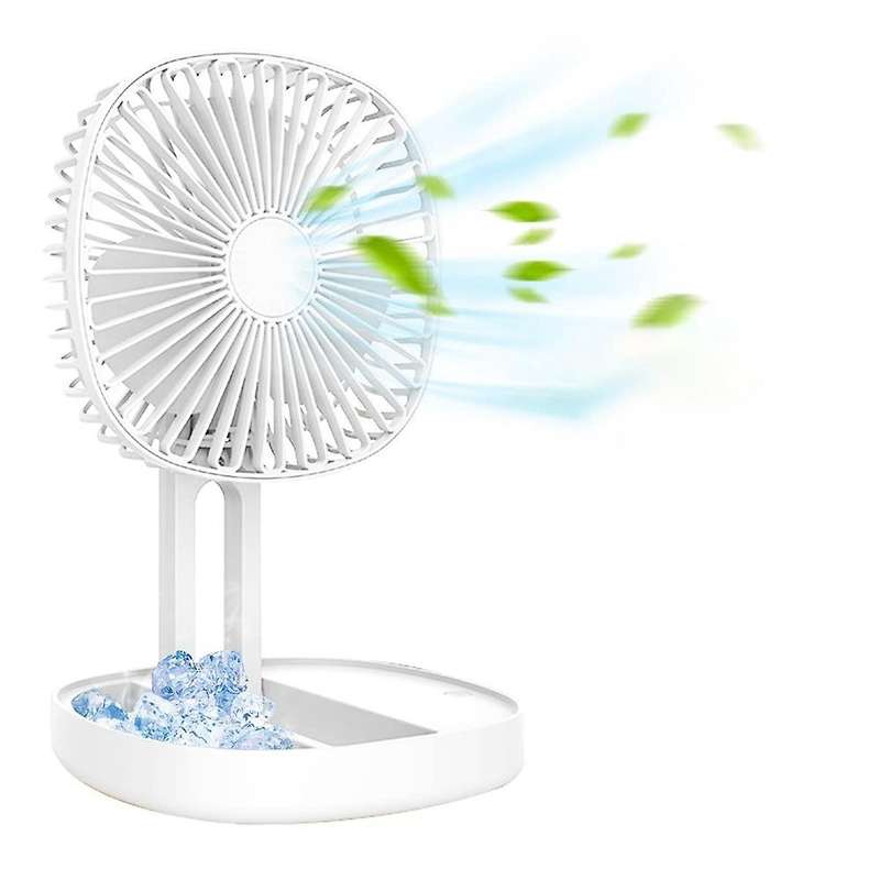 Electric Portable Desk Fan Battery Operated Fan Folding Fan White