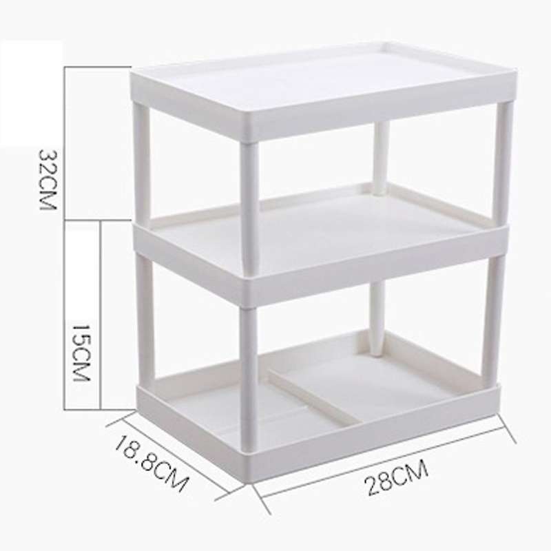 Three Layer Storage Shelf Detachable Bathroom Kitchen Cabinet White