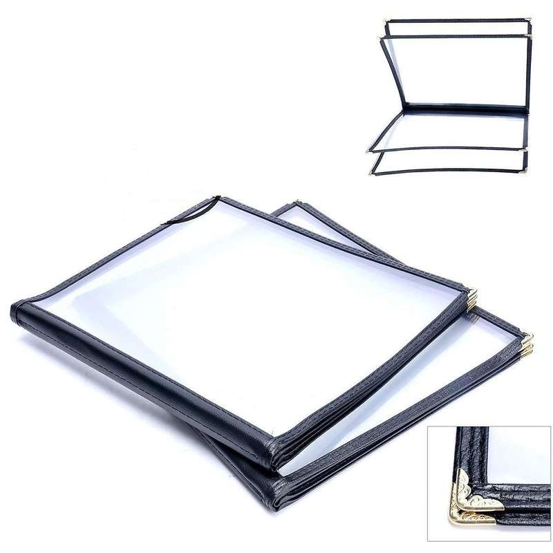 2pcs Menu Covers for A4 Size Book Style Cafe Bar 4 Pages 8 View