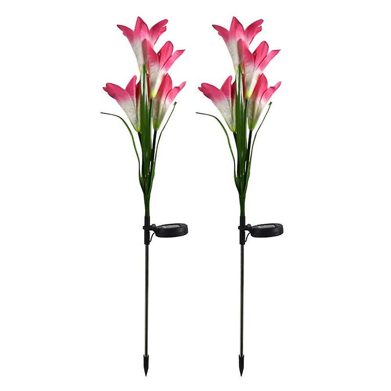 Lily Shape Night Light Beautiful Lily Flower Stake Flower Lights B