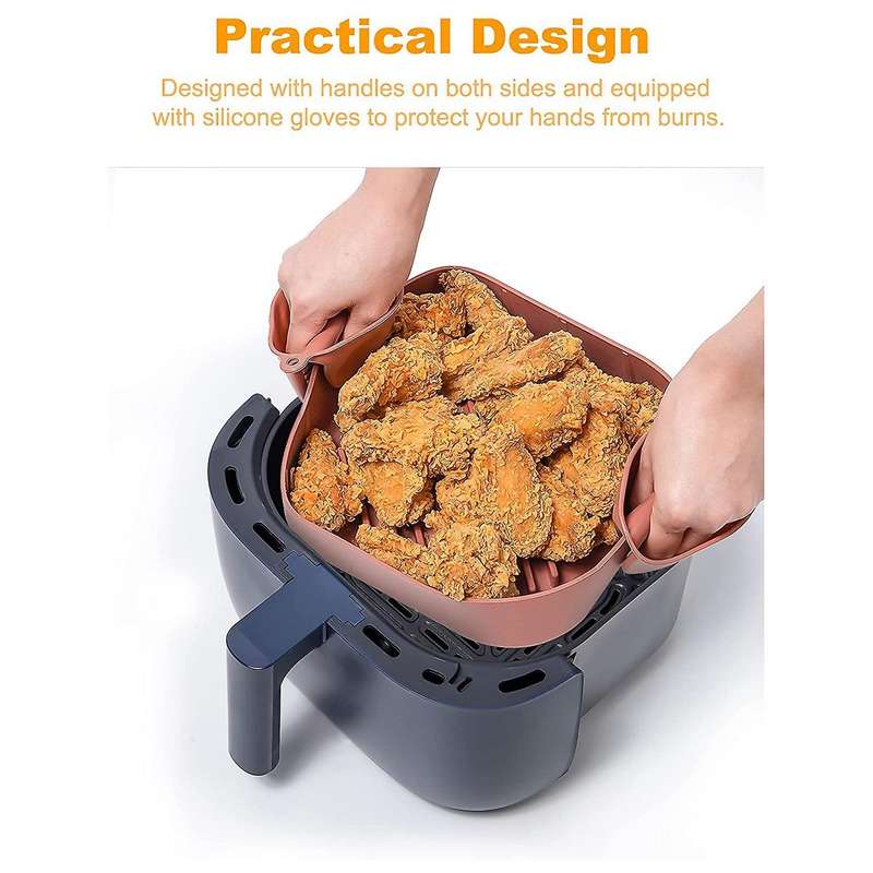 Air Fryer Silicone Pot with Gloves Air Fryer Baking Basket B