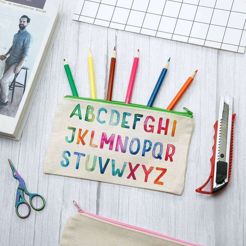 30pcs Canvas Makeup Bags Zipper Pouch Bags Diy Craft Bags for School