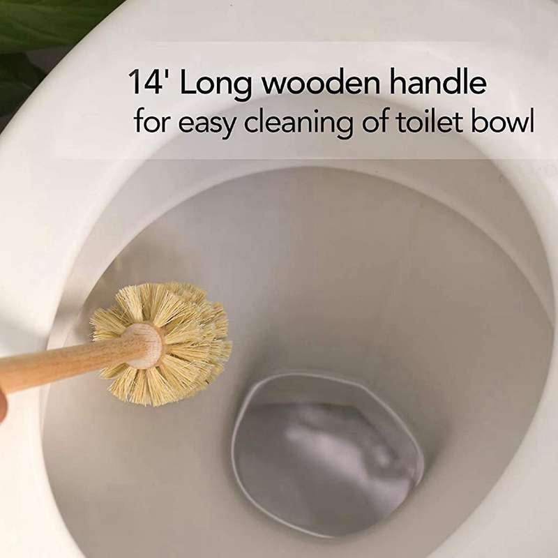 2 Pack Wood Toilet Brush Made Of Beechwood, with 360 Cleaning Power