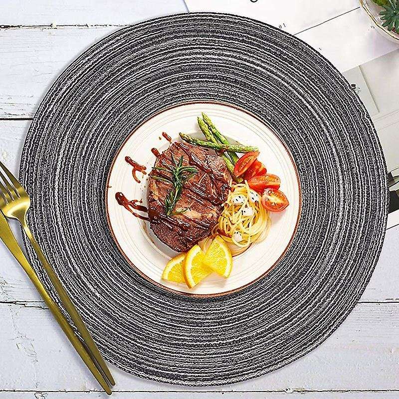 12 Pcs Round Placemats and Coasters Set(15 Inchx15 Inch) Gray
