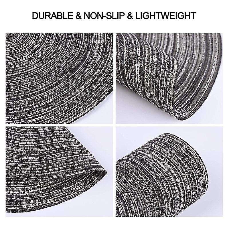 12 Pcs Round Placemats and Coasters Set(15 Inchx15 Inch) Gray
