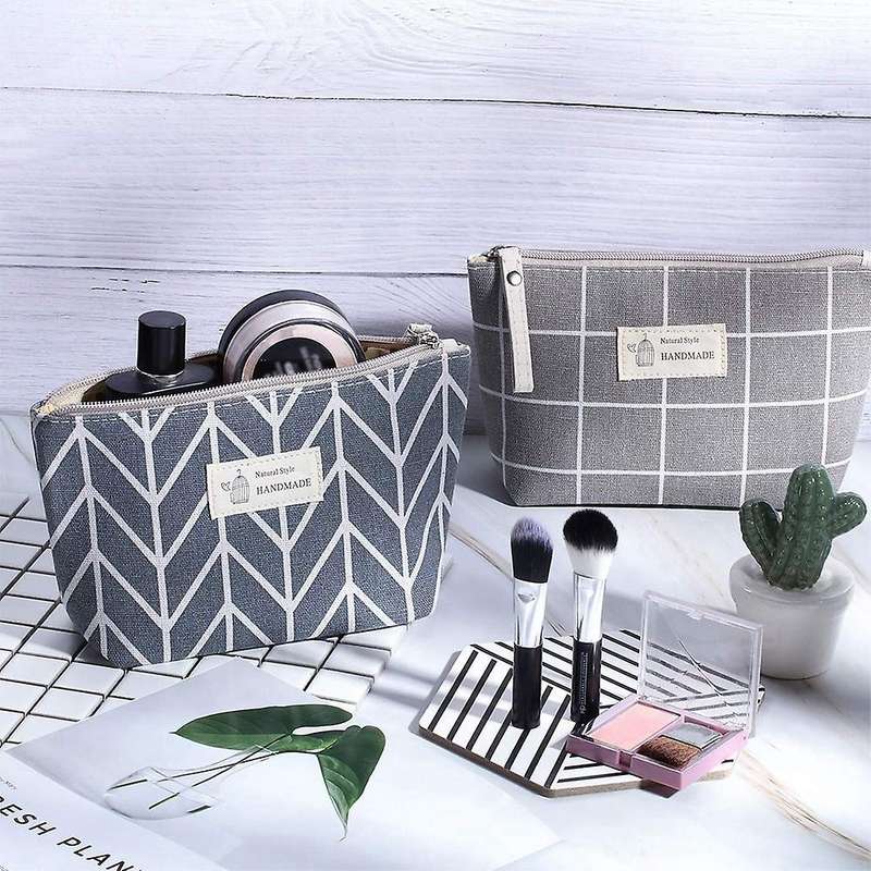 8pcs Canvas Cosmetic Bags Printed Makeup Bag Organizer Pouch,8 Styles