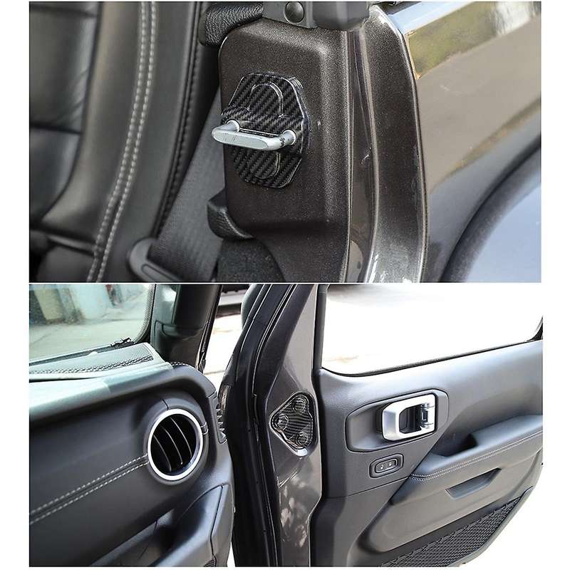 Door Lock Cover & Door Screw Cover Trim Accessories,abs Carbon Fiber
