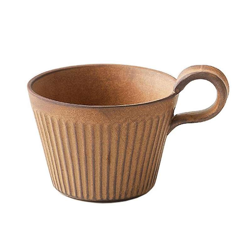 Stoneware Coffee Cup Handmade Japanese Retro Cup for Friends(yellow)