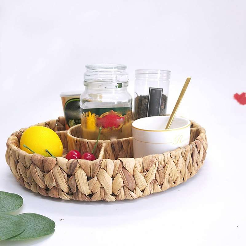 Water Hyacinth Storage Tray Wicker Basket Kitchen Storage Basket 36cm
