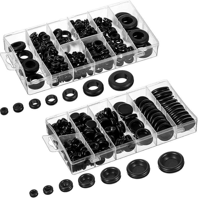 350 Pieces Rubber Grommet Assortment Kit for Automotive (2 Boxes)