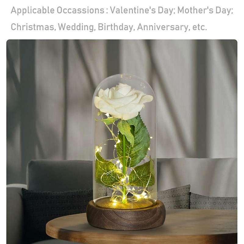 Artificial Eternal Rose Led Light Valentine Day Gifts(transparent)